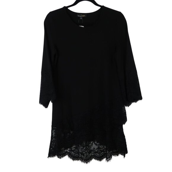 Suzanne Betro Tops - Suzanne Betro Black Lace Trim Crossover Tunic Small MSRP $66